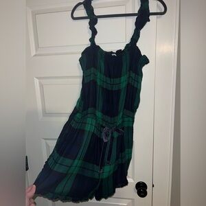 XL Aerie flannel tank romper pajamas NWT